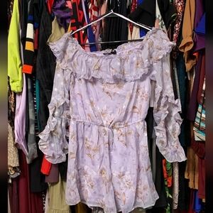 Off-Shoulder Lavender Floral Women’s Romper